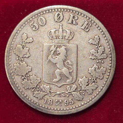 50 øre 1895 NORGE, Lavt opplag , kun 200.000