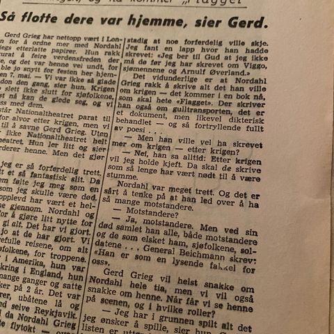 Arbeiderbladet 17.08.45: Gerd Grieg om mannen Nordahl. Saatvedt dødsdom. Fehmer