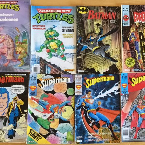 Turtles , Batman , Edderkoppen , og Supermann blader