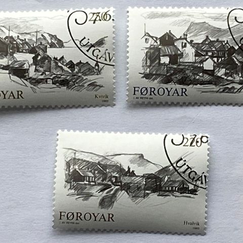 Færøyene 1982  Bygdemotiver  AFA 66-68  Stemplet