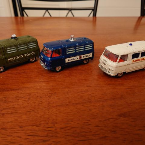 Corgi Toys Militær police ,county police, Ambulance.  god stand