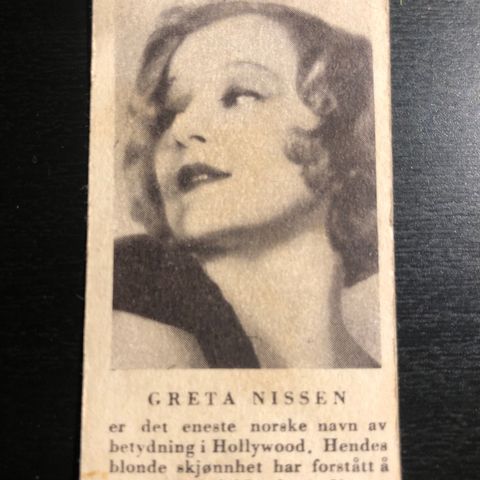 Greta Nissen Film Hollywood 1928 Milo sigarettkort Conrad Langaard
