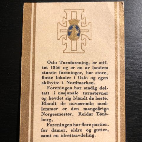 Oslo Turnforening Reidar Tønsberg Conrad Langaard sigarettkort fotballkort 1930