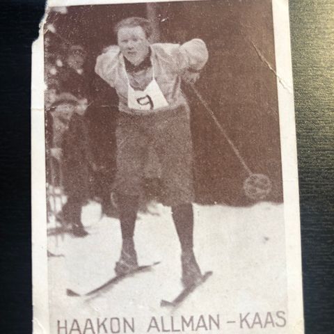 Haakon Allman-Kaas Ski langrenn sigarettkort ca 1930 Tiedemanns Tobak sjeldent