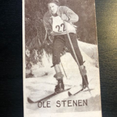 Ole Stenen Øyer Kombinert Ski Hopp sigarettkort fra ca 1930 Tiedemanns Tobak!
