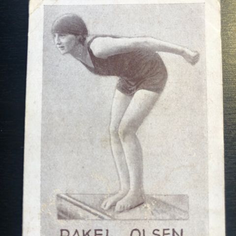 Rakel Olsen Gram Holth Svømming sigarettkort fra ca 1930 Tiedemanns Tobak!