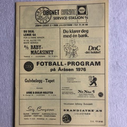 Program  Lillestrøm - Brann 1976