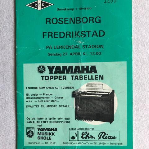 Program  Rosenborg - Fredrikstad 1975