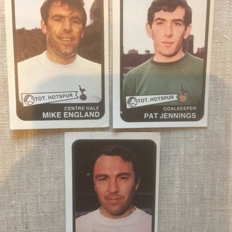 Tottenham Hotspur - 3 stk A&BC 1968 fotballkort inkl Greaves