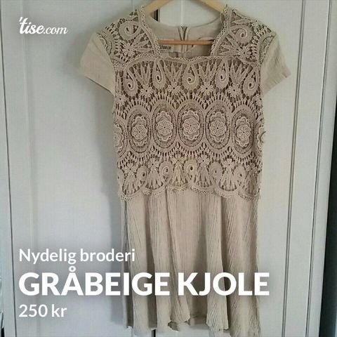 Beige linkjole med broderi