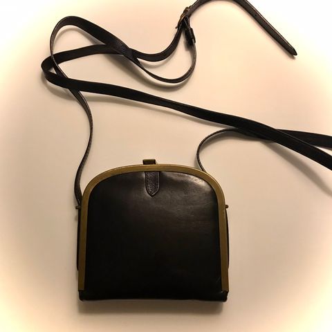 Three bags skulderveske med bøyle, i skinn - vintage cross body veske