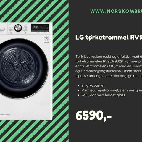 LG tørketrommel RV9DN9029 | 24 mnd garanti