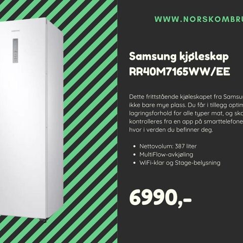 Samsung kjøleskap RR40M7165WW/EE | 2 års garanti!
