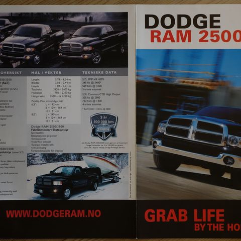 DODGE RAM 2500/3500, RAM1500 og RAM brosjyrer ca 2005