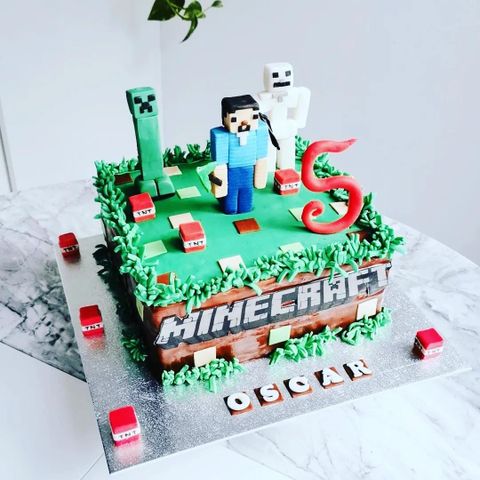 Minecraft Theme chocolate cake
