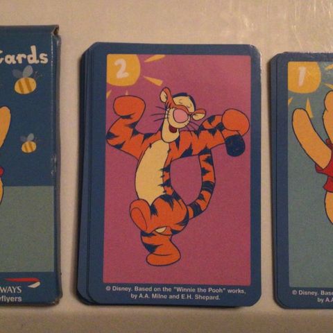Ole Brumm spillekort fra British Airways 90-tallet