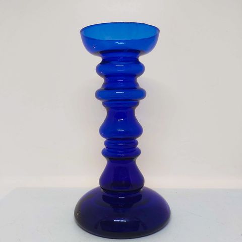Klassisk Koboltblå lysestake/vase 1960-1970 tallet, Ingrids Glasshytte, POP-art