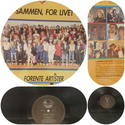 VINTAGE/RETRO LP-VINYL "FORENTE ARTISTER/SAMMEN, FOR LIVET 1985"