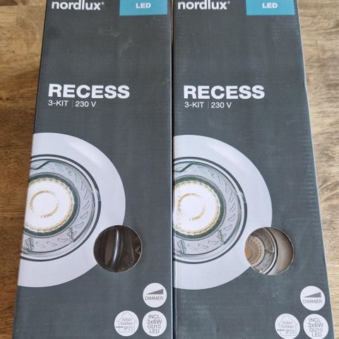 Downlights  2  pakker  Nordlux recess led cob dim 3-kit innbygning hvit