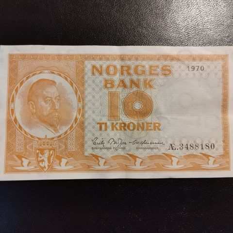 NORGE GUL SEDDEL, 10 Kroner seddel 1970