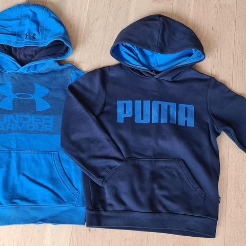 Under Armour og Puma Hettegenser. Str 9-10 år. Pent brukt.