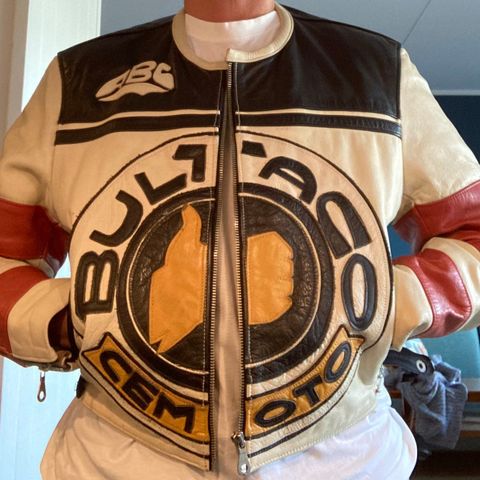 Motor sykkel skinnjakke (Vintage Bultaco jacket) str  S.L