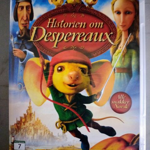 DVD Barnefilm. Historien om Despereaux. Norsk tale og tekst.