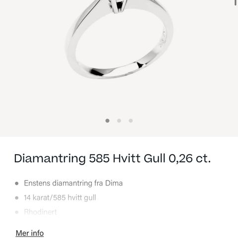 HALV PRIS! Diamantring 585 Hvitt Gull 0,26 ct.