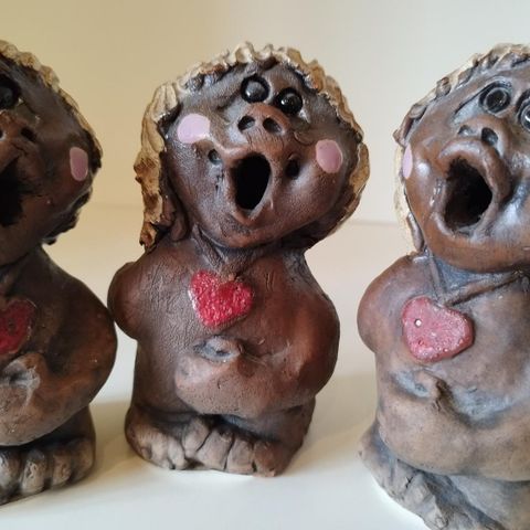 3 Vintage keramikk troll fra Haugesund. 250 kr for alle.