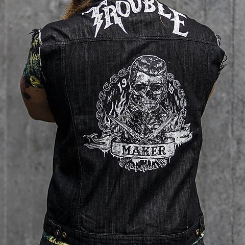 Denim Vest Trouble Maker fra King Kerosin