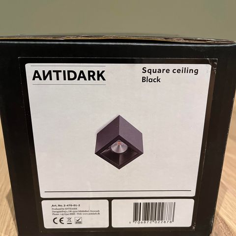 Antidark Square Taklampe 2700K Black