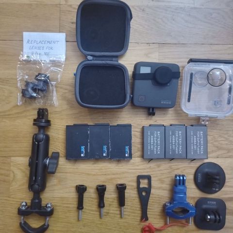 GoPro Fusion with 6 batteries, replacement lens and bunch of other stuff