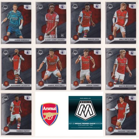 ARSENAL - PANINI MOSAIC PREMIER LEAGUE 2021/22 - KOMPLETT LAGSETT