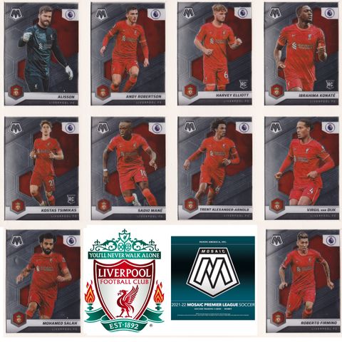 LIVERPOOL - PANINI MOSAIC PREMIER LEAGUE 2021/22 - KOMPLETT LAGSETT