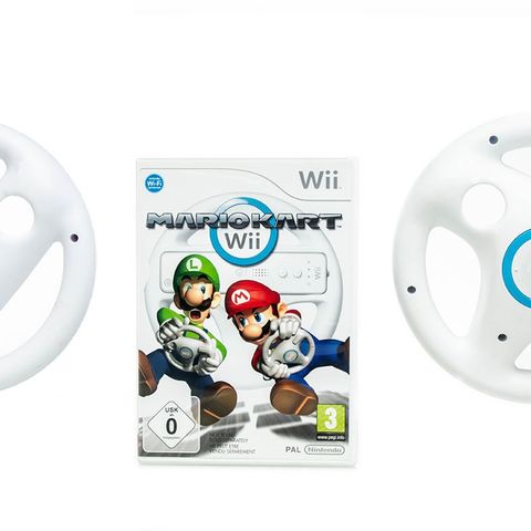 Mario Kart Med to originale Wii Wheel/Ratt