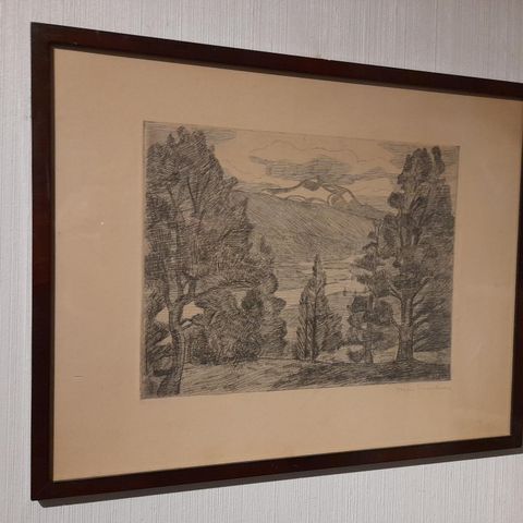 Dagfin Werenskiold (Bærum, 1892-1977), "Fjell landskap", radering datert 1913