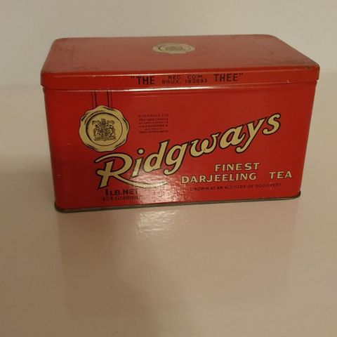 NY PRIS. Gammel metallboks Ridgways Tea, Samleobjekt