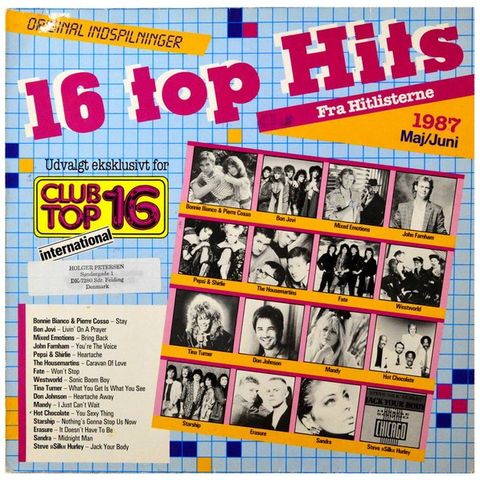 Club Top 16 - Maj/Juni 87 ( LP, Comp 1987)(Danmark)