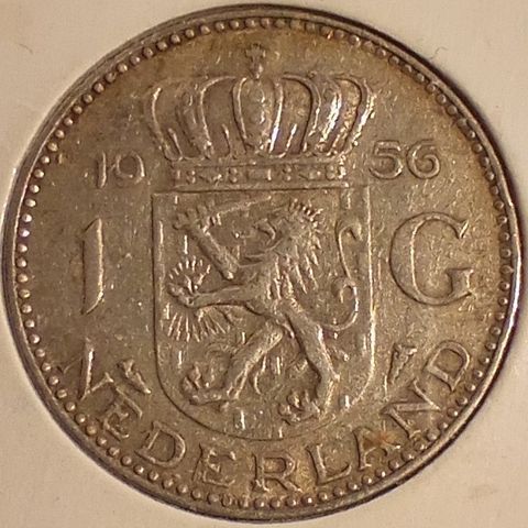 Nederland 1 gulden 1956 .720 sølv NY PRIS