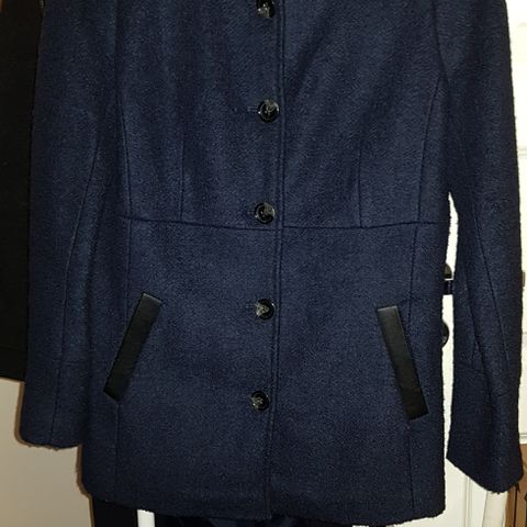 FRANSA wool jacket dark blue ull jakke size S mørk blå