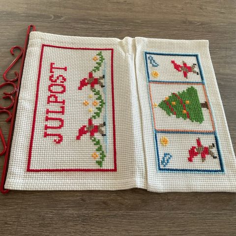 Brodert julepost bilde i hel og pen stand