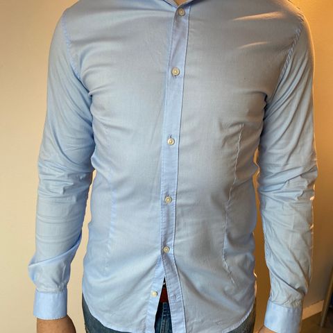 Herreskjorte jack & jones premium blå skjorte stretch