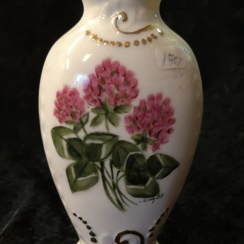 Liten håndmalt porselens vase