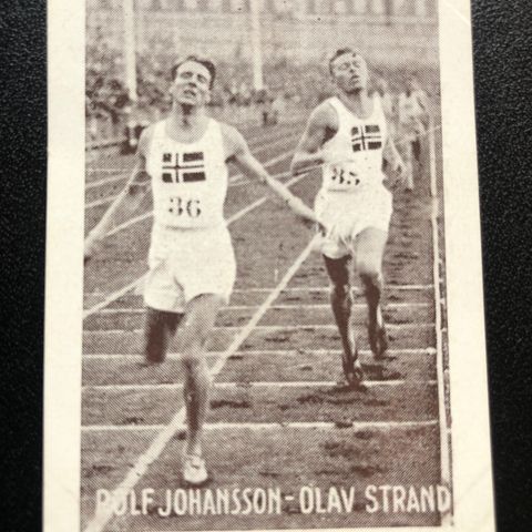 Rolf Johansson Olav Strand 1500 meter sigarettkort 1930 Tiedemanns Tobak