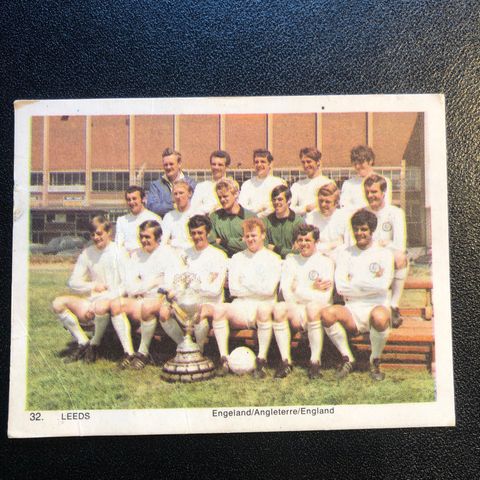 Sjeldent Fotballkort Leeds United lagbilde 1969 Monty Gum