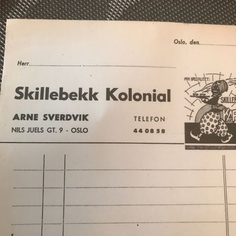 Skillebekk kolonial : Stor kvitteringblokk