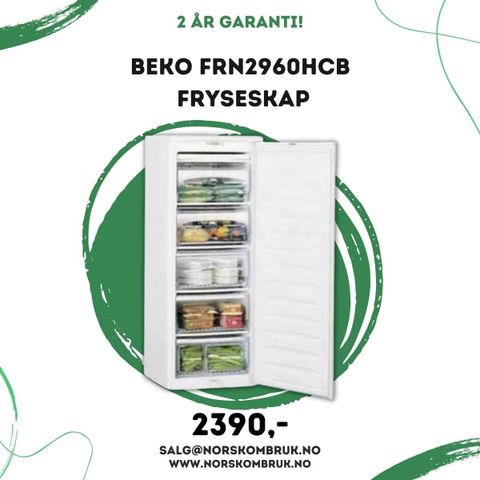 Beko FRN2960HCB Fryseskap | 2 års garanti! | Norsk Ombruk