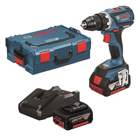 Bosch Batteridrevet bor-/skrumaskin GSR 18 V-EC + Lader + 2 x 5,0 Ah i L-BOXX