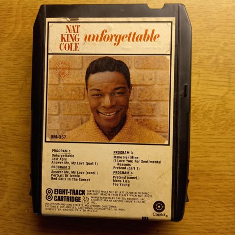 Nat King Cole 8 spors kassett / ny trykkpute og sjøtefolie