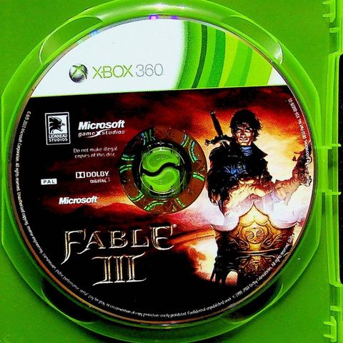 Fable 3 Xbox 360 kun disk Ripefritt